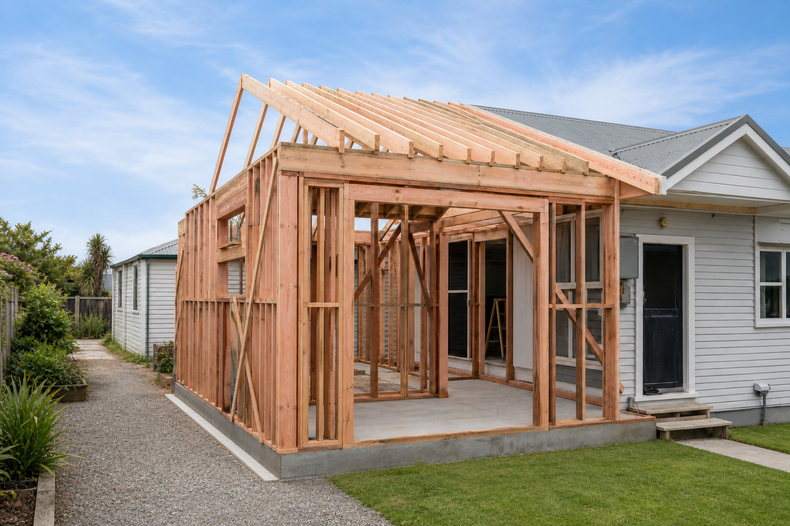 A modest residential extension under construction